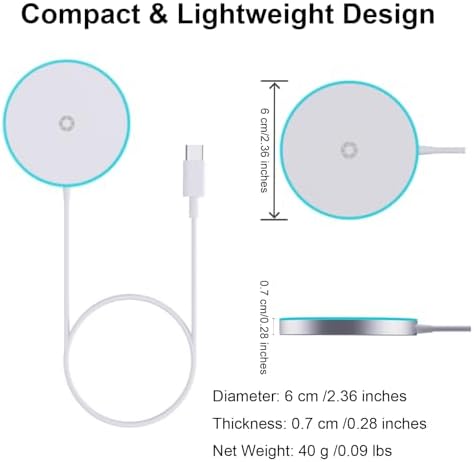 Enhance Your Charging Experience with the Premium 15 W Mag Safe Wireless Charger – LCD Display, Magnetic Fast Charging Pad for i Phone 12-16 Series, Sleek Glass Design, USB-C Port, Perfect for On-the-Go Power Solutions