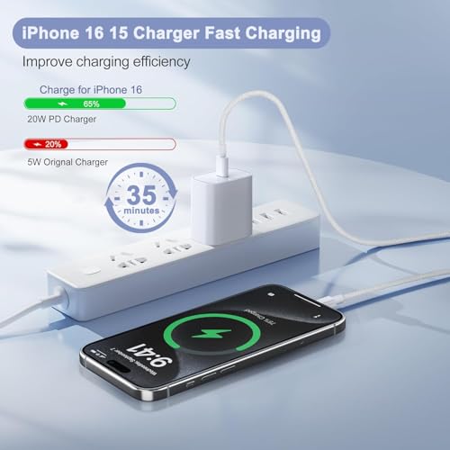 Ultimate Fast Charging Set for i Phone 16/15 – MFi Certified 2-Pack Type C Wall Charger with 6 FT Durable Woven USB-C Cables for i Phone 16 Pro Max, i Phone 15 Plus, i Pad Pro/Air/Mini – Enhanced Speed, Compatibility, and Portability for Home and Travel