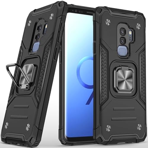 Rugged Military-Grade Shockproof Case for Samsung Galaxy S9 Plus – Red Armor with Built-in Kickstand and Magnetic Car Mount for Ultimate Protection and Style – Perfect for Active Lifestyles