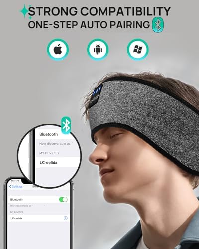 Discover the Ultimate Comfort with LC-dolida’s Bluetooth Sleep Headband – The Perfect Fusion of Relaxation and Functionality for Insomnia Relief and Active Lifestyles – USB-C Rechargeable, Soft Fabric, Ideal for Meditation, Yoga, Travel, and Workouts – Experience Seamless Connectivity with Bluetooth 5.4 and Enjoy High-Quality Sound while Blocking Out Distractions – Lightweight and Breathable Design for All-Night Wear – Elevate Your Sleep and Focus on Wellness with Our Dual-Function Sleep Mask and Headphones – A Thoughtful Gift for Yourself or Loved Ones Seeking Serenity and Comfort in Every Moment.