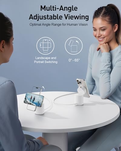 Revolutionize Your Charging Experience with the i WALK 3 in 1 Wireless Charging Stand – Magnetic Auto-Rotating Station for i Phone 12-16, Apple Watch & Air Pods – 15 W Fast Charge, Sleek Black Design for Effortless Device Management and Optimal Viewing Comfort