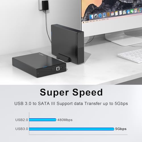 GODO USB 3.0 Vertical Hard Drive Enclosure for 3.5 Inch SATA HDD/SSD – Premium Aluminum Dock with UASP Technology, Supports Up to 18 TB Storage, Space-Saving Design, Power Adapter Included for Enhanced Performance and Compatibility