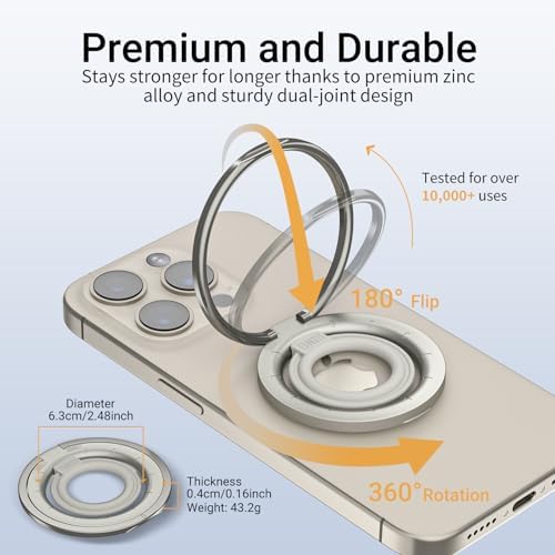 OPSO Mag Safe-Compatible Magnetic Phone Ring Holder – 360° Rotating Grip with Adjustable Kickstand for i Phone 16/15/14/13/12/Pro/Max & Universal Smartphones – Ergonomic Design for Enhanced Stability, Style, and Hands-Free Convenience
