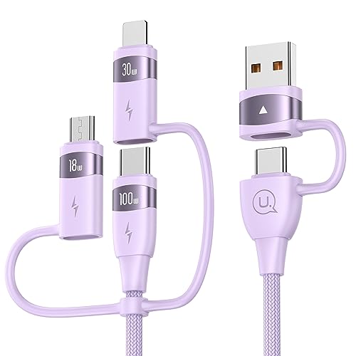 Ultimate 100 W USB C Multi Charging Cable – USAMS 6.6 FT 5-in-1 Fast Sync Nylon Braided Charger for Laptops, Tablets, and Smartphones – Unmatched Speed and Universal Compatibility for All Your Devices