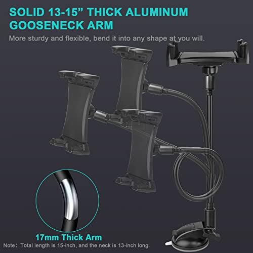 Ultimate 360° Flexible Car Tablet Mount with 13″ Gooseneck – Secure Windshield Holder for i Pad Pro, Samsung Galaxy & More – Adjustable Viewing Angle for Safe Navigation & Hands-Free Calls – Ideal for Truck & SUV Use – Enhanced Compatibility for 4.7″ to 12.9″ Devices