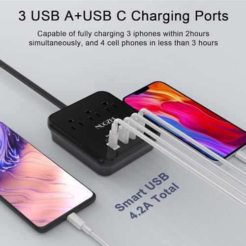 Travel Smart with the Cruise Essentials 6 Ft Non-Surge Power Strip: 3 Outlets & 4 USB Ports (1 USB-C) for Effortless Charging on Cruises, at Home, or in the Office – ETL Listed, Sleek Black Design for Enhanced Device Compatibility and Safety