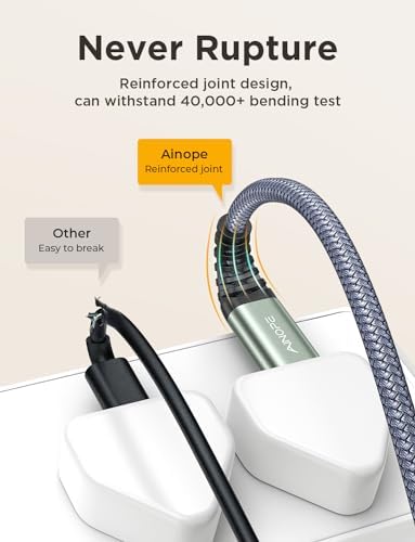 Maximize Your Connectivity with AINOPE 10 FT USB C Extension Cable – 20 Gbps Data Transfer & 240 W Charging Power, Ideal for i Phone 16 Pro Max, PSVR2, Mac Book Air M2 Pro, and More – Stylish Blue Design for Enhanced Flexibility and Performance