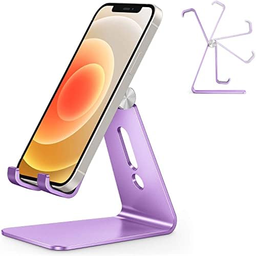 OMOTON Adjustable Cell Phone Stand, C2 Aluminum Desktop Phone Holder Dock Compatible with iPhone 15 14 13 Xs XR 8 Plus 7 6, Samsung Galaxy, Google Pixel, Android Phones – Enhanced Compatibility and Speed