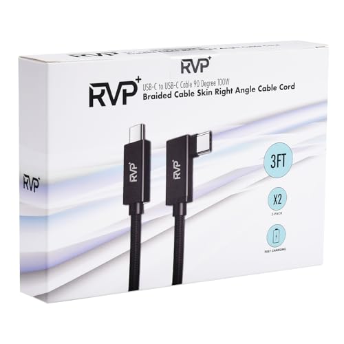 Premium 90 Degree USB C to USB C Cable – 20 Gbps Data Transfer, 100 W Right Angle Charger, 4 K Video Output, E-Marker Technology, 9 FT Length, 2-Pack – Ideal for Thunderbolt 4/3 Devices, Perfect for Gamers and Professionals – Durable Connectivity Solution for Ultimate Performance