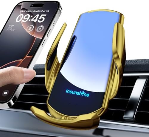 Max 15 W Fast Wireless Car Charger with Auto-Clamping Phone Holder – Qi-Certified Mount for i Phone 16/15/14/13/12 Pro Max & Samsung Galaxy S24/S23/S22/S21/S20/Note20 – Sleek Silver Design for Secure, Hands-Free Charging
