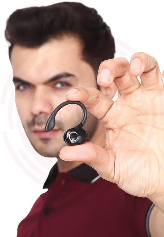Sleek Single-Ear Bluetooth Headphones for Men – Portable Mini Headset with Premium Mic and Seamless Device Compatibility for Effortless Connectivity – Perfect Audio Solution for Trendsetting Professionals in Black F 05 Design