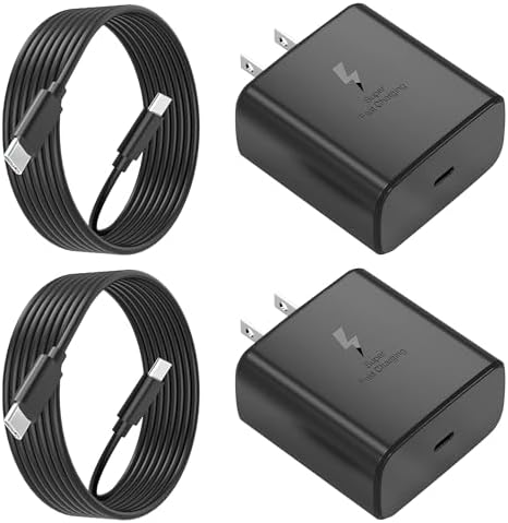 45 W Ultra-Fast USB C Charger Set for Samsung Galaxy Devices – 3-Pack with 6 ft Cables – Optimal Charging Solution for Galaxy S25/S24/S23/S22/Note 10 – Enhanced Safety Features for Home & Travel Use – Maximize Your Device’s Efficiency and Convenience