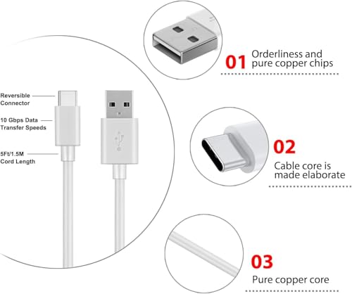 5 FT Durable USB C Charging Cable for Arlo Essential 2 K Outdoor Security Camera – Reliable Power Supply and Fast Charging for Enhanced Surveillance Performance, Perfect for Outdoor Use and Flexibility in Camera Placement