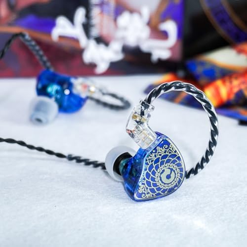 YINYOO TANGZU Wan er S.G High-Fidelity In-Ear Monitors – Exceptional 10 mm Dynamic Driver Earbuds with Ergonomic Comfort Design, Detachable Cable, Integrated Microphone – Perfect for Audiophiles, Musicians & Sound Lovers in Vibrant Blue Finish for Unmatched Audio Performance