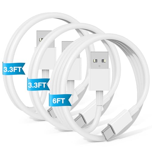 6 FT USB A to USB C Carplay Charging Cable – 3-Pack for i Phone 15/16, i Pad Pro/Air/Mini, Samsung Galaxy S25/S24/S23, and Mac Book – Fast Charging & High-Speed Data Transfer for Enhanced Compatibility on the Go