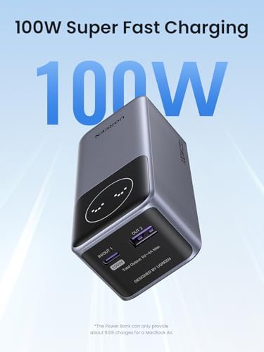 UGREEN Nexode 12000 m Ah Power Bank – 100 W PD & PPS Fast Charging Portable Charger with Smart Display and Dual USB Ports for Maximum Compatibility with i Phone 16, Galaxy S24, Mac Book Air, Steam Deck, and More – Ultimate Charging Solution for Tech Enthusiasts and On-the-Go Professionals