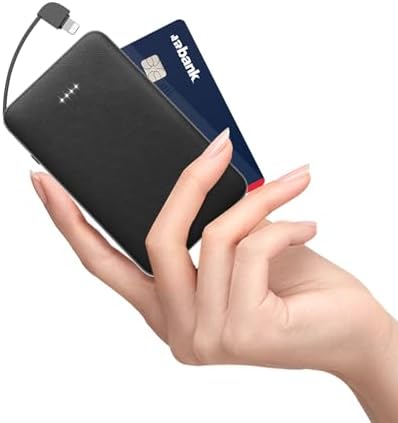 Ultra-Slim 6000 m Ah Portable Charger with Built-In Cable – Fast Charging Power Bank for i Phone 14/14 Pro Max/13/12 Pro/11/XR/X/8 – Lightweight Travel Companion for Ultimate Device Power on the Go