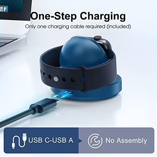 Sleek Sky Blue Portable Magnetic Charging Dock for Apple Watch – Fast Wireless Charger with Nightstand Mode, Compatible with Series 10, 9, 8, 7, SE, 6, 5, 4, 3, 2, Ultra 2 – Travel-Friendly Design with Premium Charging Cable for Effortless Power and Style