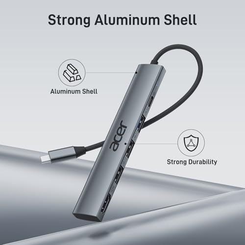 Acer 5-in-1 USB C Hub: Ultimate Multiport Adapter with 4 K HDMI Output, 100 W Power Delivery, and 3 USB-A Ports for Mac Book, i Pad Air, and i Phone 15/16 Pro – Unleash Seamless Connectivity and Fast Charging for All Your Devices!