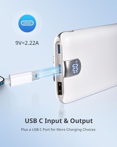 Compact 10,000 m Ah Portable Power Bank with Built-in Cables – 20 W PD Fast Charging Battery Pack for i Phone, Samsung, and Android Devices – Lightweight Travel Charger with LED Indicator and Enhanced Safety Features – Essential Power Solution for On-the-Go Charging