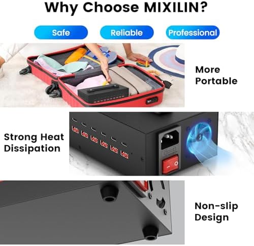 200 W USB-C Charging Hub with 20 Ports – Fast Charge Station for i Phone, i Pad, Kindle, and More – Multi-Device Power Solution with Enhanced Safety Features – Portable USB Wall Charger for Home and Office Use – Efficient Multi-Device Charging Station