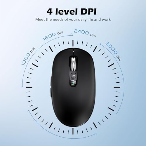 Ultra-Slim Wireless Bluetooth Mouse for Multi-Device Use – Lightweight Travel-Friendly Design with ±3000 DPI Precision, 4-Way Metal Scrolling, and 8 Customizable Buttons – Perfect for Laptops, Tablets, and Phones – Enjoy Quiet Operation and Long Battery Life for Enhanced Productivity
