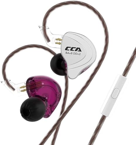 Elevate Your Sound Experience with CCA C10 Hybrid IEM Earphones – 4 BA + 1 DD Configuration for Unmatched Audio Clarity, Detachable Cable for Customization, and Built-in Microphone for Gaming & Calls – Stylish Purple Design for Musicians and Gamers Alike!