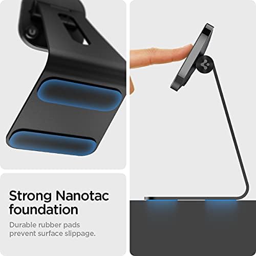 Spigen One Tap Mag Fit Wireless Charger Mount for i Phone 16/15/14/13/12 & Air Pods Pro – Effortless Magnetic Charging Stand with Innovative One Tap Technology, Sophisticated Black Finish, Enhanced Mag Safe Support, and Non-Slip Stability for Seamless Home and Office Charging Solutions