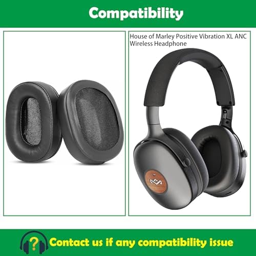 Luxurious Replacement Earpads for House of Marley Positive Vibration XL ANC Wireless Headphones – Premium Soft Leather Foam for Unmatched Comfort and Enhanced Sound Isolation