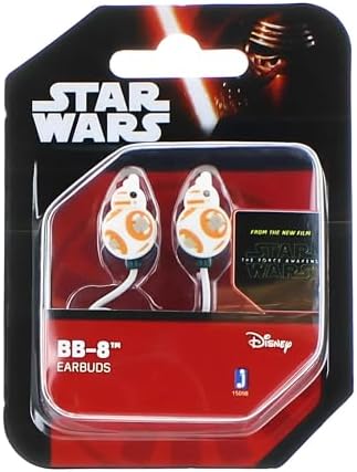 Jazwares Disney BB-8 Earbuds – Premium In-Ear Headphones for Star Wars Fans | Enhanced Compatibility, Superior Sound Quality & Unique Design for Ultimate Listening Experience