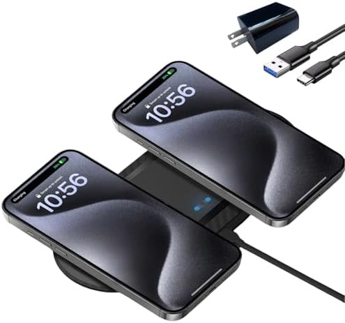 Ultimate 30 W Dual Wireless Charging Pad – Fast, Sleek & Compatible with i Phone 15/14/13/12/XR, Galaxy S24/S23/S22/S10, Google Pixel 8/7/6 & More – Adapter Included for Effortless Charging of Air Pods Pro 3/2 & Galaxy Buds – Enhance Your Charging Speed and Style
