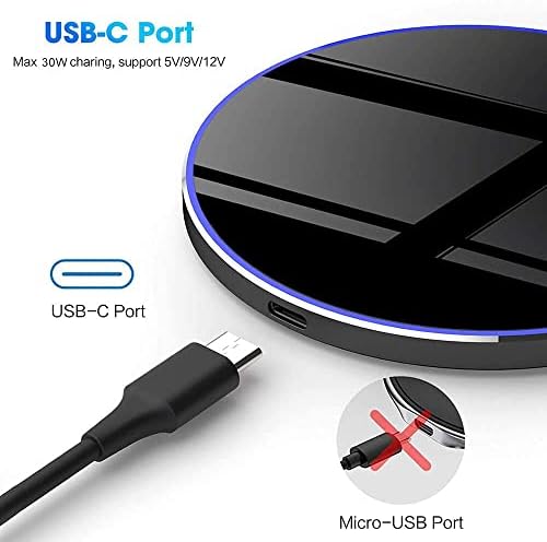 Ultra-Fast 30 W Wireless Charging Pad – Qi-Compatible Charger for Galaxy S24/S23/S22/S21/S20/S10 & i Phone 16/15/14/13/12/11 Series – Sleek, Safe, & Non-Slip Design for Home and Office Use – Effortless Device Powering with Intelligent Temperature Control