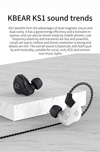 KBEAR KS1 Wired In-Ear Headphones – Premium Deep Bass Earbuds with Noise Cancellation for Gamers and Musicians, Featuring Dynamic Driver and Secure Ear Hooks for Enhanced Performance in Black – Your Ultimate Audio Solution for Gaming and Live Stages