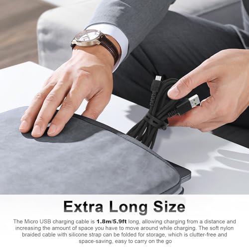 High-Speed Mouse Charging Cable for Razer Naga Pro, Viper Ultimate, Death Adder V2 Pro, and Basilisk Ultimate – 5.9 ft Micro USB Nylon Braided Cable for Enhanced Durability and Flexibility in Gaming Setup