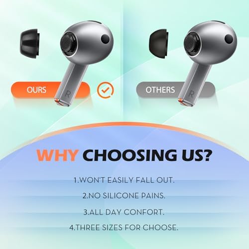 Transform Your Listening Journey: Premium Memory Foam Ear Tips for Samsung Galaxy Buds 3 Pro – Ergonomic Anti-Slip Design with Protective Dust Mesh for Enhanced Noise Isolation, 3 Pairs (XL, Black) – Tailored Comfort and Perfect Fit for Effortless Charging Case Storage