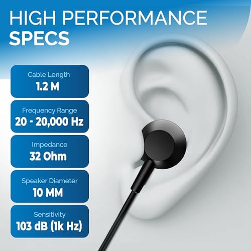 Philips USB-C Wired Earbuds with Microphone – Lightweight In-Ear Headphones Offering Powerful Bass and Seamless Compatibility for Calls and Music Control, Stylish Black Design for Daily Use and Extended Comfort