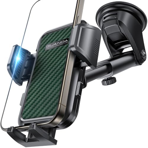 Ultimate Adjustable Windshield Phone Mount for Cars – Military-Grade Suction Cup Holder with Vent Hook, 360° Rotatable Design, Non-Slip Silicone Carbon Fiber for All Smartphone Models – Enhance Your Driving Safety & Hands-Free Convenience