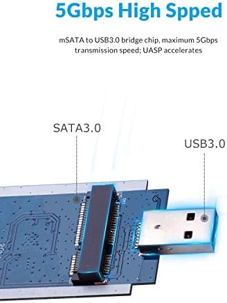 Maximize Your Data Storage with the ORICO m SATA SSD Enclosure: Portable USB 3.0 Adapter for High-Speed 5 Gbit/s Transfers, No Cable Required, Supports Up to 4 TB Capacity for Effortless Storage Expansion and Enhanced Device Performance