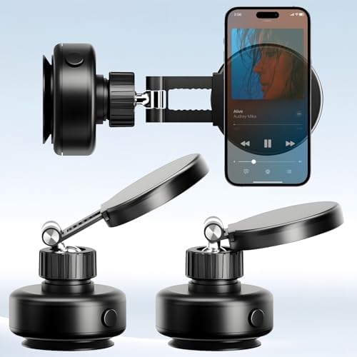 2025 Upgraded Magnetic Phone Holder for Car, 360 Rotatable Folding Vacuum Suction Phone Holder Stand for Dashboard, Windshield, Car, Gym, Car Cell Phone Holder for Android iPhone – Enhanced Compatibility and Speed