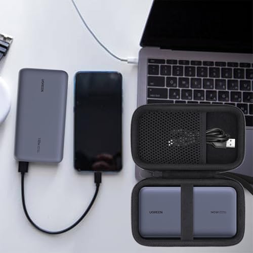 Ultimate Hard Shell Travel Case for UGREEN 25000 m Ah 145 W Power Bank – Superior Protection with Mesh Accessory Pocket and Secure Elastic Band – Waterproof and Durable EVA/Nylon Design for Travel Convenience – Soft Velvet Interior for Scratch Prevention – Case Only