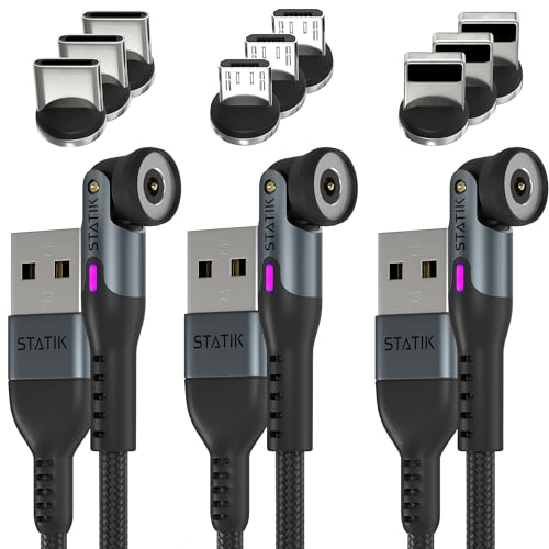 Enhance Your Charging Efficiency with the Statik 360 Magnetic 3-in-1 Cable – Versatile 6 FT Length, Rapid 3 A Power Delivery, Glo Bright Indicator for Effortless Low-Light Connectivity and Universal Device Compatibility