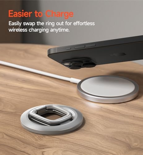 SURITCH Mag Safe Phone Grip – Innovative Magnetic Ring Holder for i Phone 15 Series, 360-Degree Adjustable Kickstand for Optimal Viewing, Ergonomic Design for Secure Handling, Sleek Silver Finish, Seamless Compatibility with Mag Safe Cases – Transform Your Mobile Experience