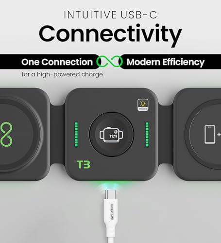 Infina Core 3-in-1 Magnetic Wireless Charging Station for Apple Devices – Ultimate Travel Charger for i Phone 12-16 Pro Max/Plus, Air Pods & Apple Watch – Compact Foldable Design with Rapid Charging and Enhanced Compatibility