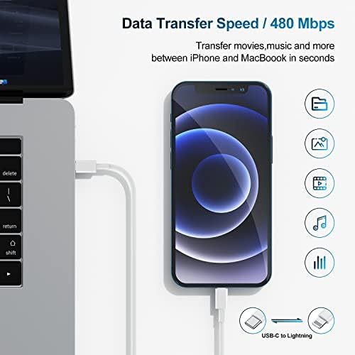 Ultra-Fast 20 W USB-C Charger with 6-Foot Lightning Cable – Convenient 3-Pack for i Phone 14/13 Pro, Ideal for Home and Travel – Superior Durability and Extended Reach for Effortless Charging Anytime