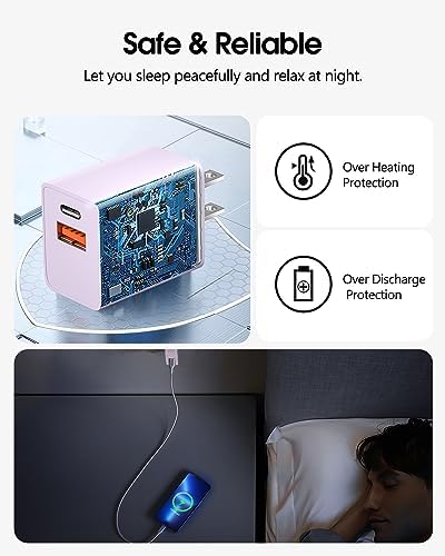 Dual-Port 20 W USB-C Wall Charger – 2 Pack Fast Charging Adapter for i Phone 15/14 & Apple Watch Series 8/7/SE – Compact Travel Power Plug with Smart Charging Technology for Enhanced Device Compatibility and Speed