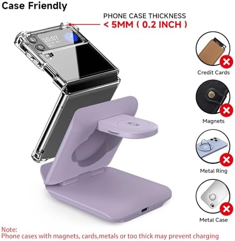 Geyo 2-in-1 Foldable Wireless Charger for Samsung Galaxy Z Flip Series & Galaxy Devices – Travel-Friendly Fast Charging Stand for Galaxy Z Flip 6/5/4/3, S24 Ultra/S23/S22/Note 20, Galaxy Watch 7/Ultra/6/6 Classic – Stylish Green Finish with Enhanced Compatibility and Safety Features