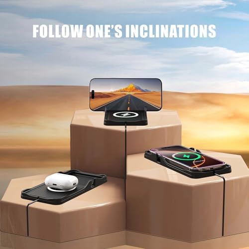 Revolutionize Your Driving Experience with the LANSEMKU Wireless Car Charging Pad – Fast, Safe & Anti-Slip Dashboard Holder for i Phone 16/15/14/13 Pro Max & Samsung Devices, Compact Charging Mat for Ultimate Convenience and Efficiency