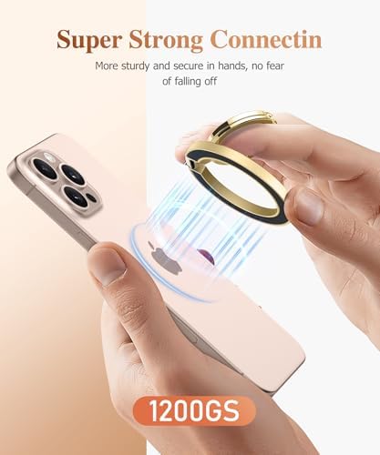 GVIEWIN Magnetic Phone Ring Holder, Compatible with MagSafe Phone Grip with Adjustable Stand, Magnet Phone Ring Kickstand for iPhone 16 Pro Max/Plus/15/14/13/12 Series/Other Phones (Purple) – Enhanced Compatibility and Speed