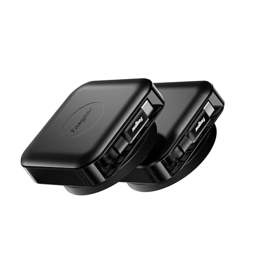 Fasgear 360° Rotatable Retractable USB-C Charging Cable – Fast 60 W PD/PPS Power Delivery for i Phone 16/15 Pro Max, i Pad Pro, Mac Book & Samsung Devices – Innovative Cable Management Solution in Sleek Black Finish