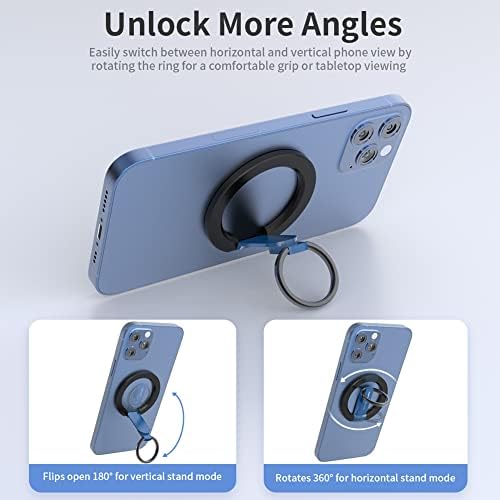 Magnetic 2-in-1 Phone Grip & Kickstand – Rapid X Snapo for i Phone 12-15 Series – Lightweight Aluminum Holder with 360° Flexibility and Enhanced Compatibility – Perfect for Hands-Free Viewing in Multiple Colors